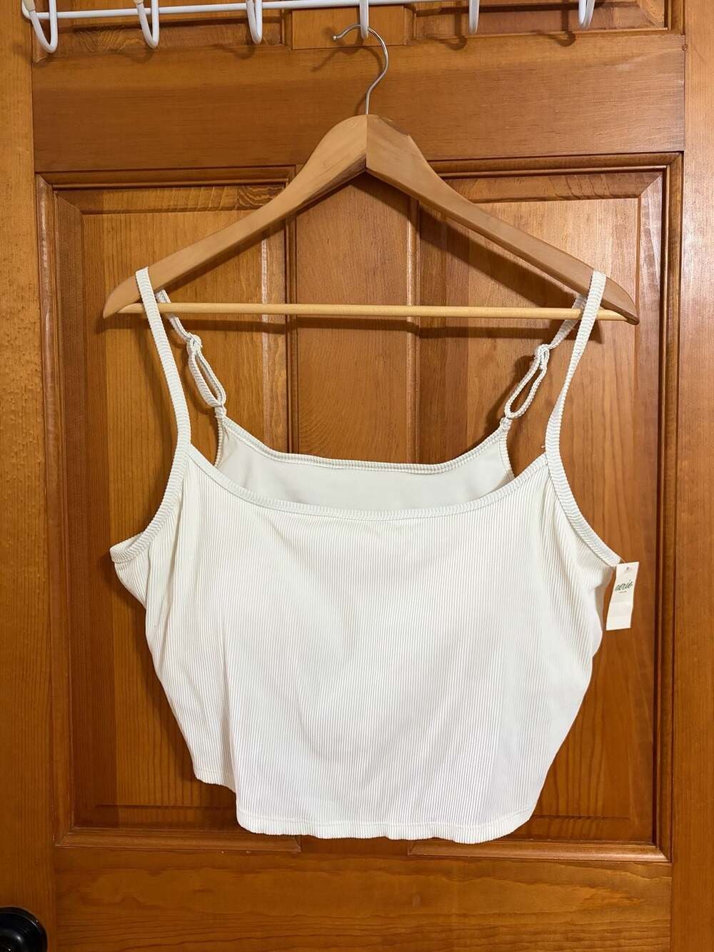 Aerie Ribbed Square Neck Cropped Tank Top White